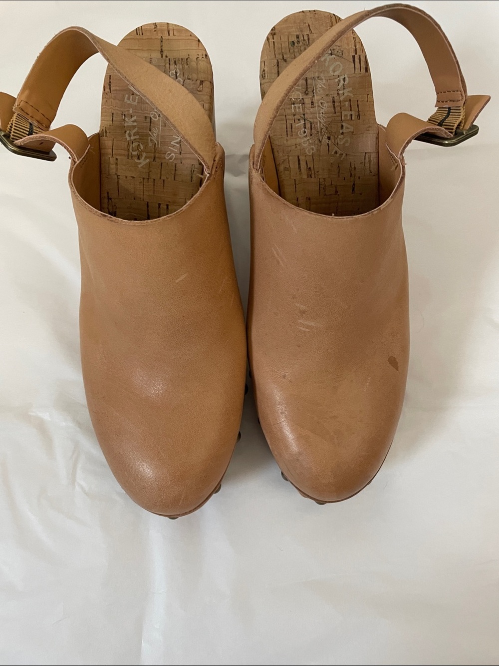 Kork-Ease Tan Leather Slingback Clogs